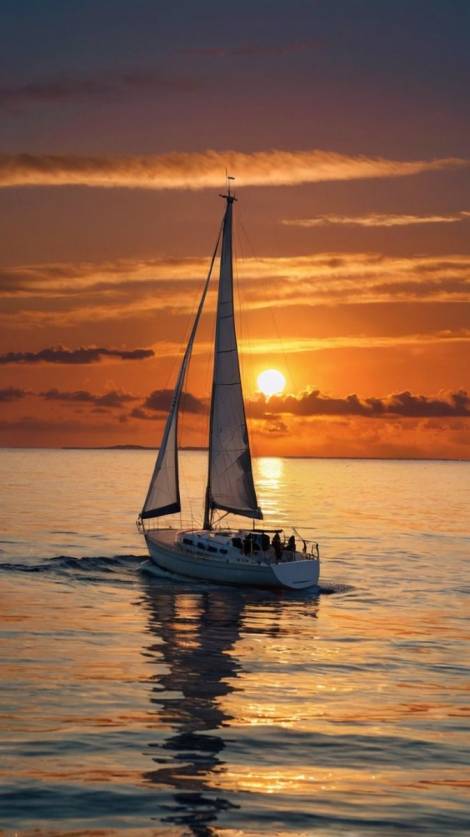 Sunset Sailboat on the Atlantic Ocean